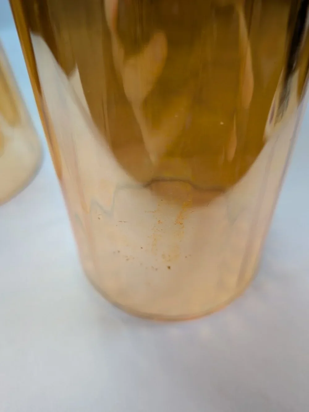 Vintage MCM Tan Marigold Iridescent Glass Tumbler Trio - 3 Pc Mixed Texture Set